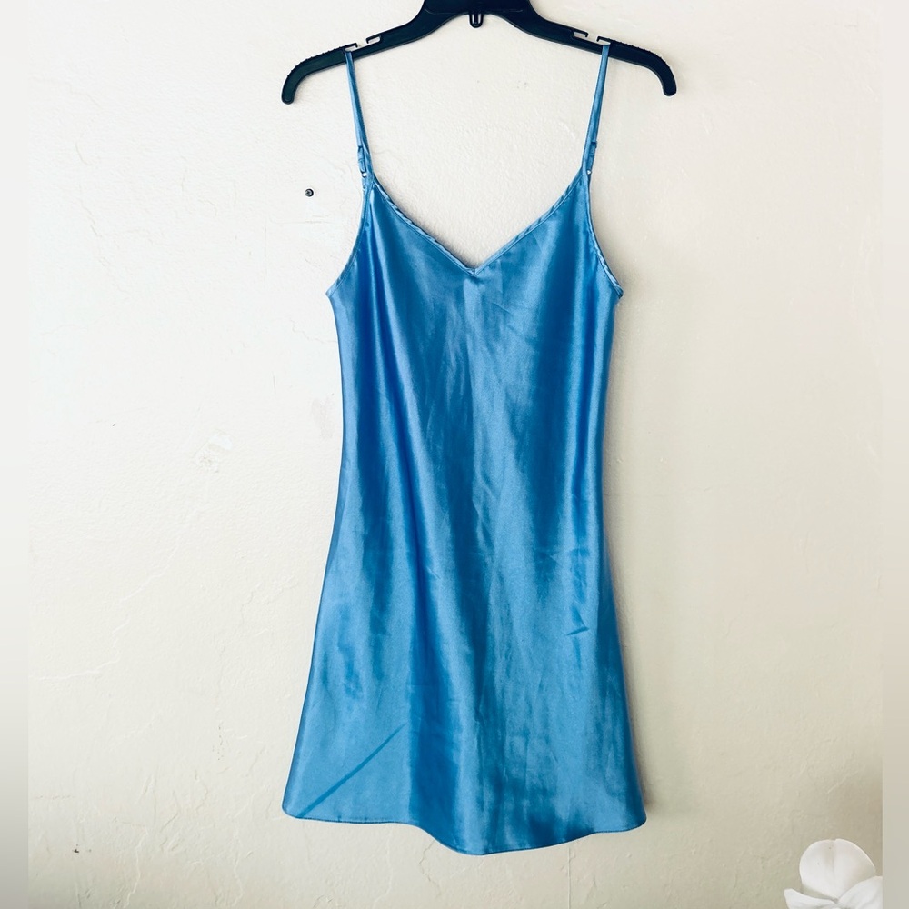 La Senza Vintage Blue Silk Slip Dress Size 6